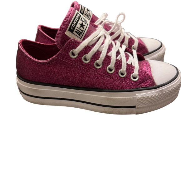 Converse All Star Sparkling Pink platform Sneakers - Picture 2 of 5